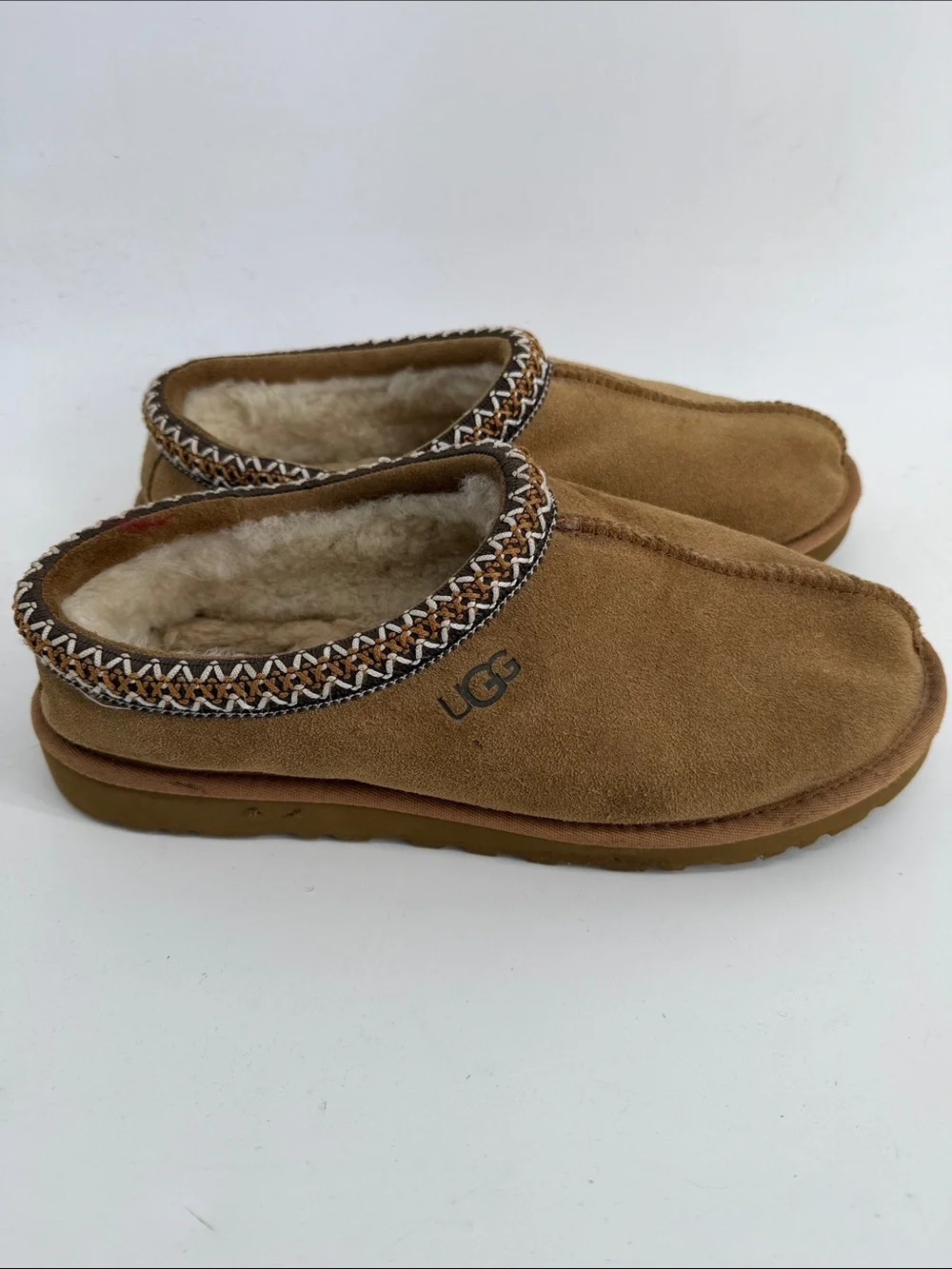 UGG Tasmins chestnut tan suede slip on slipper clog shoes sz 10.5